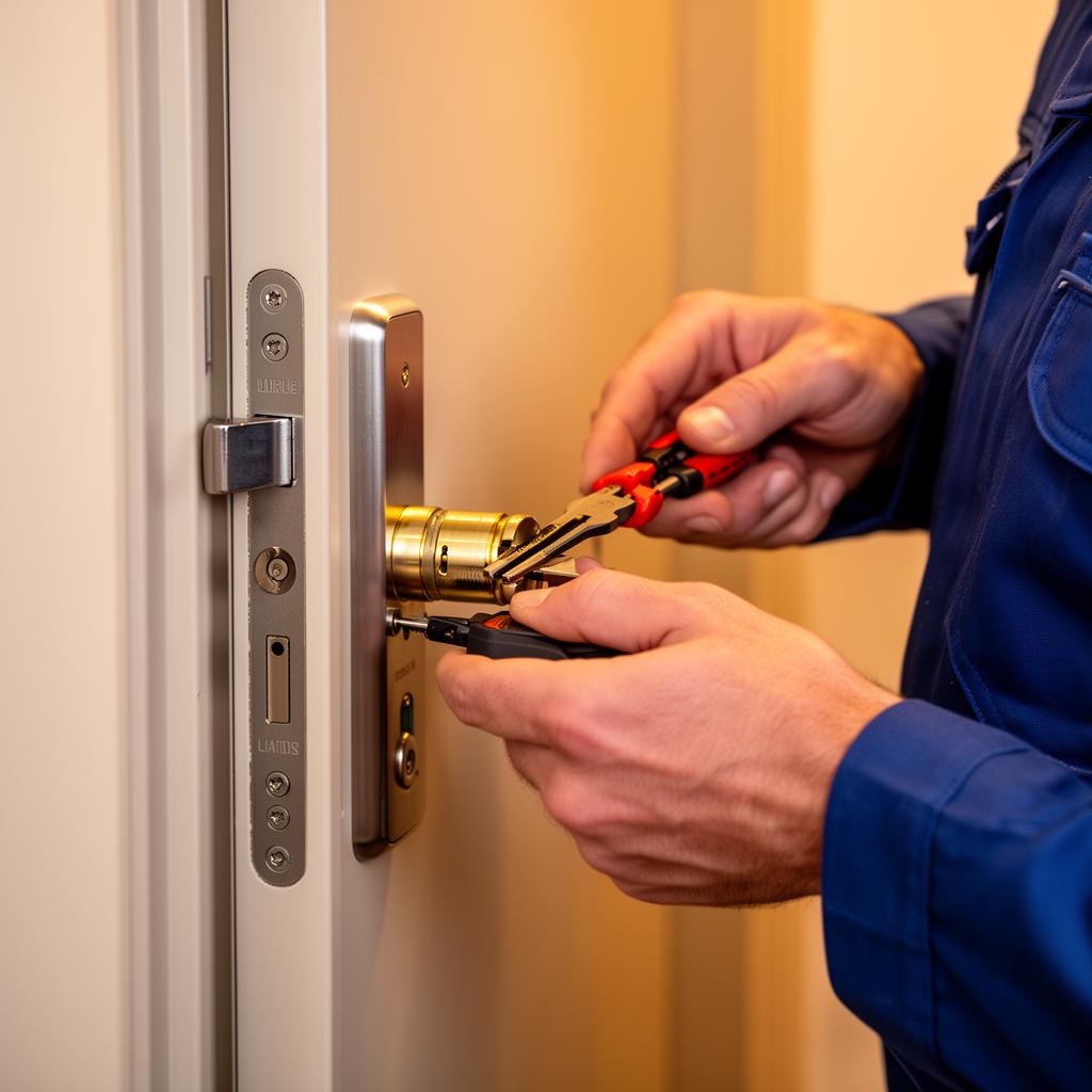 Serrurier professionnel intervenant sur une serrure multipoints à Paris